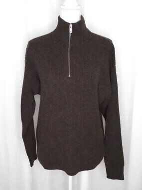 Quince Mongolian Cashmere Fisherman's Sweater Heather Truffle Brown